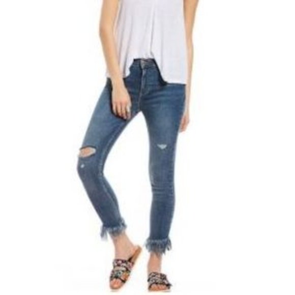 Free People Great Heights Fringe Skinny Jeans Women's Size 24 - Picture 1 of 10